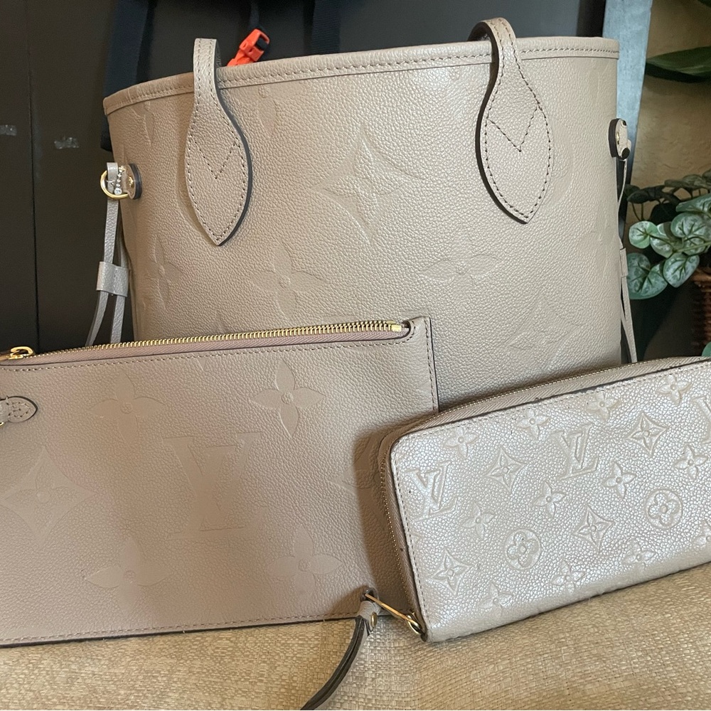 COPY - Louis Vuitton Empreinte Neverfull Turtledove- with pouchette and wallet!